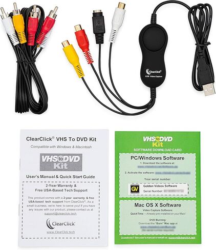 كلير كليك مجموعة في اتش اس الى دي في دي للكمبيوتر وماك - جهاز USB وبرامج وتعليمات ودعم فني - التقاط الفيديو من في سي ار وفي اتش اس وهاي 8 وكاميرات الفيديو وانظمة الالعاب in Kuwait