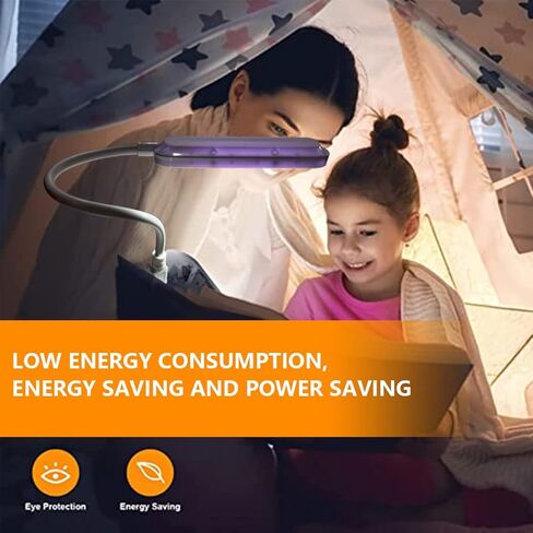 مصباح FINENIC USB LED للقراءة الليلية باللون الأبيض، 2 عبوة، مصباح قراءة طبيعي محمول 5 فولت 2.5 وات مع رقبة مرنة، حماية للعين، مصباح ليلي للجيب داخلي وخارجي in Kuwait