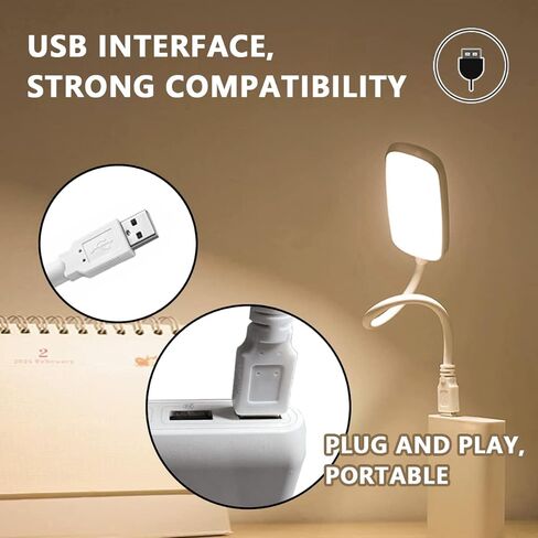 مصباح FINENIC USB LED للقراءة الليلية باللون الأبيض، 2 عبوة، مصباح قراءة طبيعي محمول 5 فولت 2.5 وات مع رقبة مرنة، حماية للعين، مصباح ليلي للجيب داخلي وخارجي in Kuwait