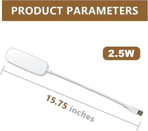 مصباح FINENIC USB LED للقراءة الليلية باللون الأبيض، 2 عبوة، مصباح قراءة طبيعي محمول 5 فولت 2.5 وات مع رقبة مرنة، حماية للعين، مصباح ليلي للجيب داخلي وخارجي in Kuwait