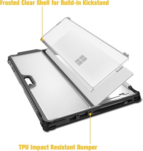 Fintie Hard Case for Microsoft Surface Pro 7 Plus/Pro 7/ Pro 6/ Pro 5/ Pro LTE, Shockproof Folio Protective Rugged Cover Compatible with Type Cover Keyboard + Original Kickstand (Frost Blue) in Kuwait