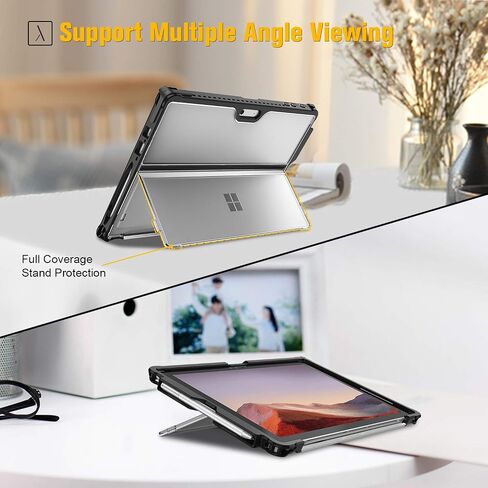 Fintie Hard Case for Microsoft Surface Pro 7 Plus/Pro 7/ Pro 6/ Pro 5/ Pro LTE, Shockproof Folio Protective Rugged Cover Compatible with Type Cover Keyboard + Original Kickstand (Frost Blue) in Kuwait