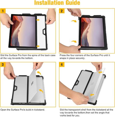 Fintie Hard Case for Microsoft Surface Pro 7 Plus/Pro 7/ Pro 6/ Pro 5/ Pro LTE, Shockproof Folio Protective Rugged Cover Compatible with Type Cover Keyboard + Original Kickstand (Frost Blue) in Kuwait