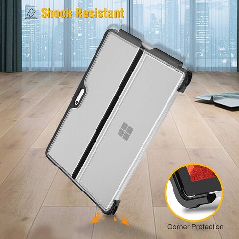 Fintie Hard Case for Microsoft Surface Pro 7 Plus/Pro 7/ Pro 6/ Pro 5/ Pro LTE, Shockproof Folio Protective Rugged Cover Compatible with Type Cover Keyboard + Original Kickstand (Frost Blue) in Kuwait