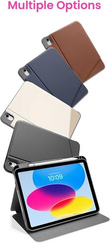 حافظة Tomtoc iPad عمودية ثلاثية الوضع متوافقة مع iPad 10 2022 الجديد مقاس 10.9 بوصة، حافظة iPad واقية مع حامل أقلام iPad، مسند مغناطيسي لـ 3 أوضاع استخدام، غطاء تنبيه/نوم تلقائي، أبيض in Kuwait