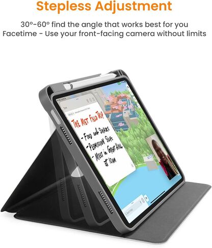 حافظة Tomtoc iPad عمودية ثلاثية الوضع متوافقة مع iPad 10 2022 الجديد مقاس 10.9 بوصة، حافظة iPad واقية مع حامل أقلام iPad، مسند مغناطيسي لـ 3 أوضاع استخدام، غطاء تنبيه/نوم تلقائي، أبيض in Kuwait