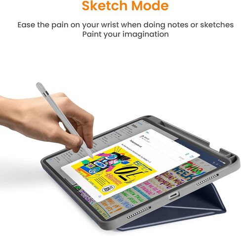 حافظة Tomtoc iPad عمودية ثلاثية الوضع متوافقة مع iPad 10 2022 الجديد مقاس 10.9 بوصة، حافظة iPad واقية مع حامل أقلام iPad، مسند مغناطيسي لـ 3 أوضاع استخدام، غطاء تنبيه/نوم تلقائي، أبيض in Kuwait