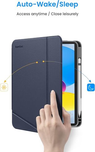 حافظة Tomtoc iPad عمودية ثلاثية الوضع متوافقة مع iPad 10 2022 الجديد مقاس 10.9 بوصة، حافظة iPad واقية مع حامل أقلام iPad، مسند مغناطيسي لـ 3 أوضاع استخدام، غطاء تنبيه/نوم تلقائي، أبيض in Kuwait
