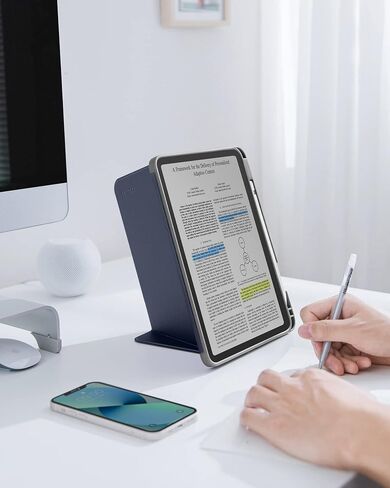 حافظة Tomtoc iPad عمودية ثلاثية الوضع متوافقة مع iPad 10 2022 الجديد مقاس 10.9 بوصة، حافظة iPad واقية مع حامل أقلام iPad، مسند مغناطيسي لـ 3 أوضاع استخدام، غطاء تنبيه/نوم تلقائي، أبيض in Kuwait