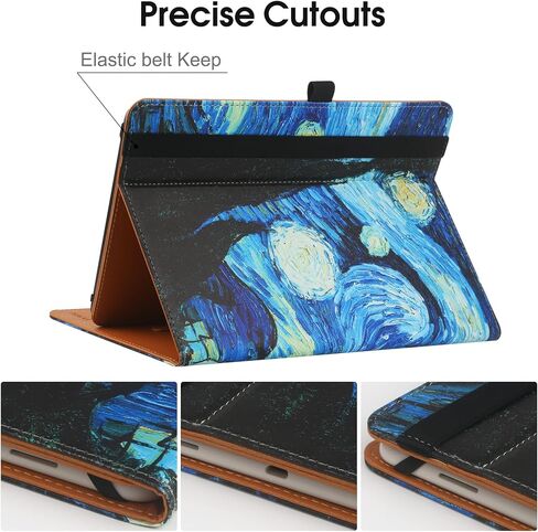 9"-10.5" Inch Universal Tablet Case, Protective Cover Stand Folio Case for 9 10 10.5 Inch Android Touchscreen Tablet, with Adjustable Fixing Silicon Band,Black in Kuwait