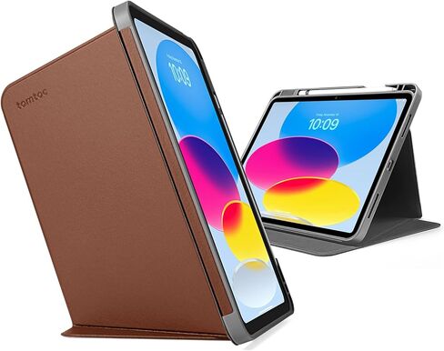 حافظة Tomtoc iPad عمودية ثلاثية الوضع متوافقة مع iPad 10 2022 الجديد مقاس 10.9 بوصة، حافظة iPad واقية مع حامل أقلام iPad، مسند مغناطيسي لـ 3 أوضاع استخدام، غطاء تنبيه/نوم تلقائي، أبيض in Kuwait