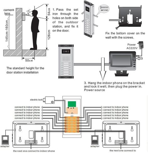 Apartment Video Intercom System, 4 Units Household Video Doorbell in Saudi Arabia