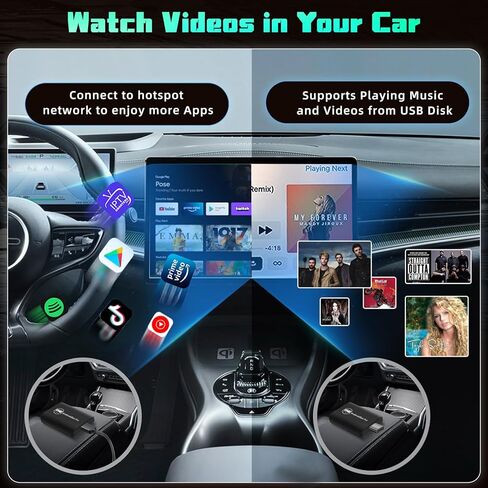 Android 13 Magic Box 2.0، ثماني النواة CarPlay اللاسلكي، محول Android Auto دفق الوسائط إلى سيارتك Netflix YouTube Disney+، Driveplexpro CarPlay Ai صندوق فيديو الوسائط المتعددة لسيارات CarPlay السلكية OEM in Kuwait
