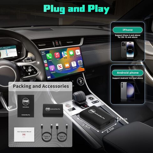 Android 13 Magic Box 2.0، ثماني النواة CarPlay اللاسلكي، محول Android Auto دفق الوسائط إلى سيارتك Netflix YouTube Disney+، Driveplexpro CarPlay Ai صندوق فيديو الوسائط المتعددة لسيارات CarPlay السلكية OEM in Kuwait