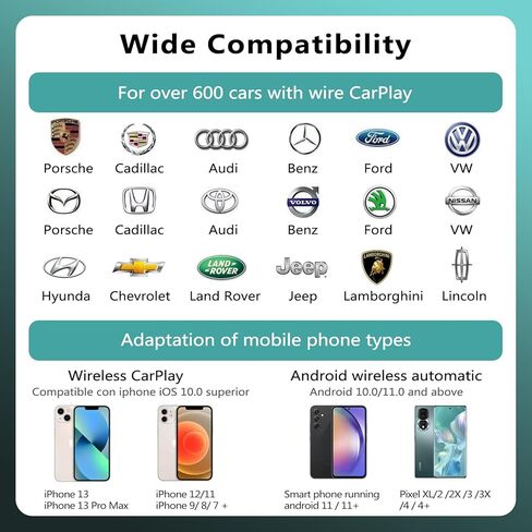 Android 13 Magic Box 2.0، ثماني النواة CarPlay اللاسلكي، محول Android Auto دفق الوسائط إلى سيارتك Netflix YouTube Disney+، Driveplexpro CarPlay Ai صندوق فيديو الوسائط المتعددة لسيارات CarPlay السلكية OEM in Kuwait