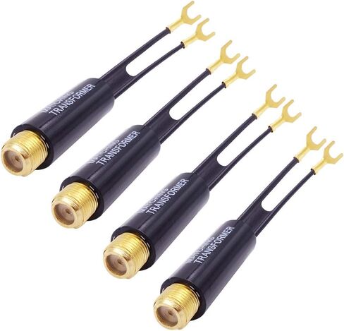 Matching Transformer, 4-Pack Gold Plated 75 Ohm to 300 Ohm Adapter, UHF/VHF/FM Balun Transformer Converter with F Type Female Jack Coax Coaxial Connector for TV Satellite Aerial FM AM Antenna in Kuwait
