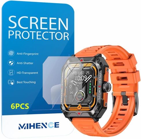 MIHENCE متوافق مع واقي شاشة الساعات الذكية Bgulong، طبقة واقية PET HD متوافقة مع Bgulong H22 2.02 بوصة ساعة ذكية (6 قطع) in Saudi Arabia