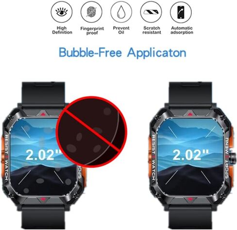 MIHENCE متوافق مع واقي شاشة الساعات الذكية Bgulong، طبقة واقية PET HD متوافقة مع Bgulong H22 2.02 بوصة ساعة ذكية (6 قطع) in Saudi Arabia