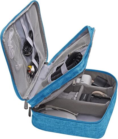 حقيبة تنظيم حقيبة الكابلات الإلكترونية من Menoeceus، حقيبة تخزين ملحقات إلكترونيات السفر، حقيبة أدوات السفر، حقيبة رقمية محمولة مقاومة للماء، حقيبة تخزين حقيبة السفر لبنك الطاقة (أسود) in Kuwait