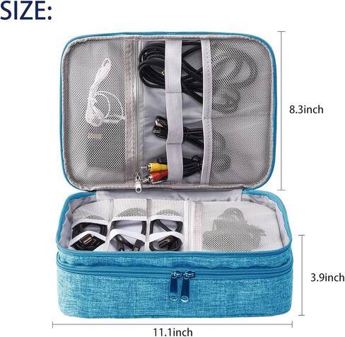 حقيبة تنظيم حقيبة الكابلات الإلكترونية من Menoeceus، حقيبة تخزين ملحقات إلكترونيات السفر، حقيبة أدوات السفر، حقيبة رقمية محمولة مقاومة للماء، حقيبة تخزين حقيبة السفر لبنك الطاقة (أسود) in Kuwait