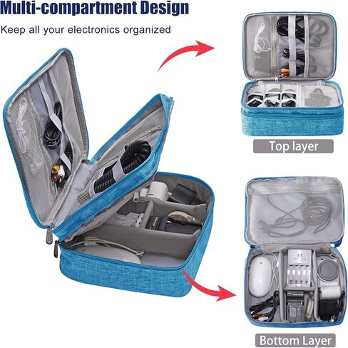 حقيبة تنظيم حقيبة الكابلات الإلكترونية من Menoeceus، حقيبة تخزين ملحقات إلكترونيات السفر، حقيبة أدوات السفر، حقيبة رقمية محمولة مقاومة للماء، حقيبة تخزين حقيبة السفر لبنك الطاقة (أسود) in Kuwait