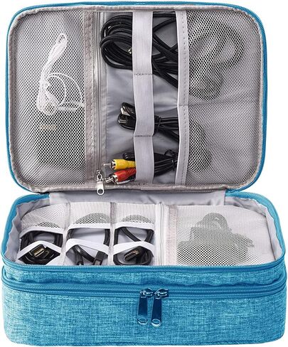 حقيبة تنظيم حقيبة الكابلات الإلكترونية من Menoeceus، حقيبة تخزين ملحقات إلكترونيات السفر، حقيبة أدوات السفر، حقيبة رقمية محمولة مقاومة للماء، حقيبة تخزين حقيبة السفر لبنك الطاقة (أسود) in Kuwait
