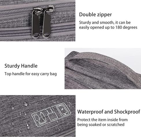 حقيبة تنظيم حقيبة الكابلات الإلكترونية من Menoeceus، حقيبة تخزين ملحقات إلكترونيات السفر، حقيبة أدوات السفر، حقيبة رقمية محمولة مقاومة للماء، حقيبة تخزين حقيبة السفر لبنك الطاقة (أسود) in Kuwait