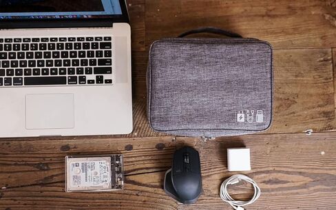 حقيبة تنظيم حقيبة الكابلات الإلكترونية من Menoeceus، حقيبة تخزين ملحقات إلكترونيات السفر، حقيبة أدوات السفر، حقيبة رقمية محمولة مقاومة للماء، حقيبة تخزين حقيبة السفر لبنك الطاقة (أسود) in Kuwait