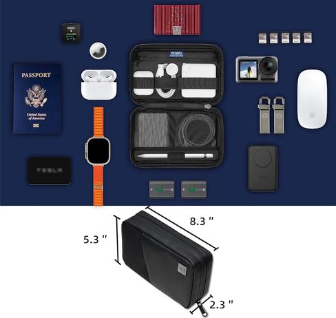 WIWU Tech Organizer Travel Case: Electronics Organizer Travel Case Waterproof, Water-Resistant Zipper Small Electronic Organizer Carrying Bag for Power Bank Cables Macbook Accessories in Saudi Arabia