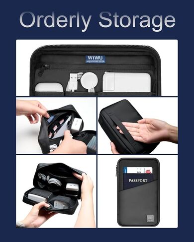 WIWU Tech Organizer Travel Case: Electronics Organizer Travel Case Waterproof, Water-Resistant Zipper Small Electronic Organizer Carrying Bag for Power Bank Cables Macbook Accessories in Saudi Arabia