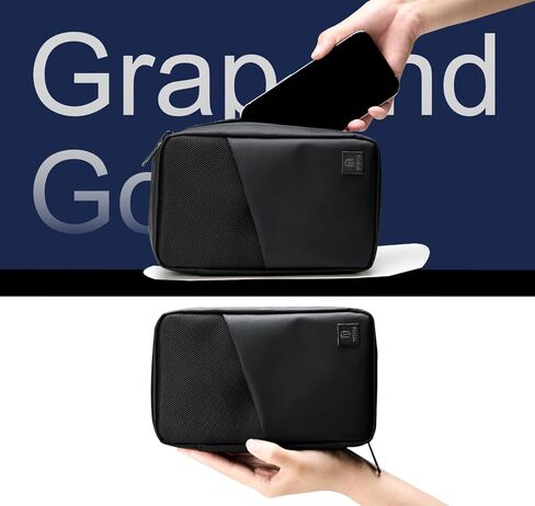 WIWU Tech Organizer Travel Case: Electronics Organizer Travel Case Waterproof, Water-Resistant Zipper Small Electronic Organizer Carrying Bag for Power Bank Cables Macbook Accessories in Saudi Arabia