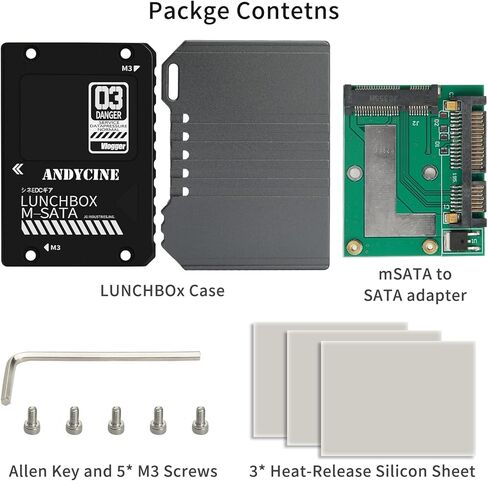 ANDYCINE Lunchbox Black Color Magnalium Case for mSATA SSD Enclosure Compatible for Samsung T5 Compatible for Atomos Ninja V ,V+ in Kuwait