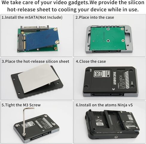 ANDYCINE Lunchbox Black Color Magnalium Case for mSATA SSD Enclosure Compatible for Samsung T5 Compatible for Atomos Ninja V ,V+ in Kuwait