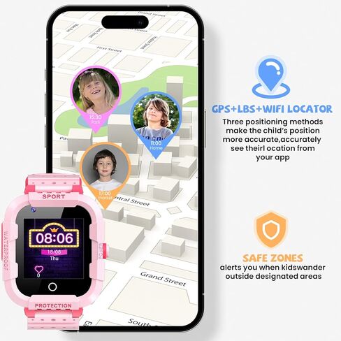 ساعة Laredas الذكية للأطفال مع بطاقة SIM، ساعة هاتف خلوي للأطفال غير مقفلة 4G، متتبع نظام تحديد المواقع العالمي (GPS)، مكالمات فيديو/دردشة صوتية/نص، أدوات تحكم أبوية، هدايا عيد الميلاد لـ 3-15 أولاد بنات (75-وردي) in Kuwait