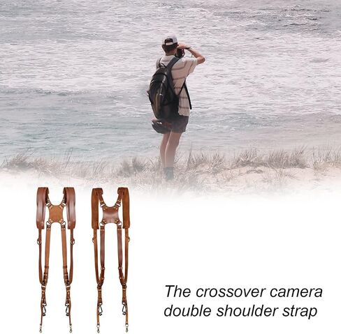 Kasla Leather Dual Camera Strap for Two DSLR/SLR Cameras Tan in Kuwait