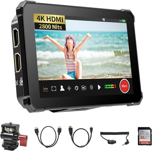 شاشة كاميرا تسجيل Desview V5 2800nits شاشة لمس ميدانية تسجيل شاشة كاملة الوضوح IPS 178 درجة زاوية عرض مع 3D Lut Waveform VectorScope الرسم البياني الذروة التركيز 4K HDMI جميع المعادن in Kuwait