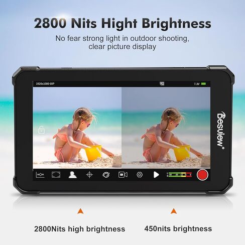 شاشة كاميرا تسجيل Desview V5 2800nits شاشة لمس ميدانية تسجيل شاشة كاملة الوضوح IPS 178 درجة زاوية عرض مع 3D Lut Waveform VectorScope الرسم البياني الذروة التركيز 4K HDMI جميع المعادن in Kuwait