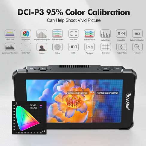 شاشة كاميرا تسجيل Desview V5 2800nits شاشة لمس ميدانية تسجيل شاشة كاملة الوضوح IPS 178 درجة زاوية عرض مع 3D Lut Waveform VectorScope الرسم البياني الذروة التركيز 4K HDMI جميع المعادن in Kuwait
