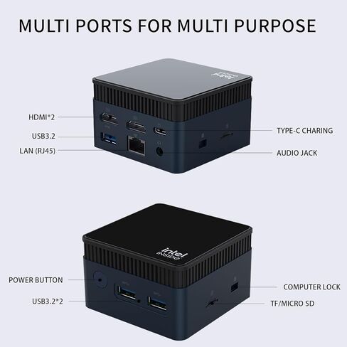 MOREFINE M6S Mini PC, Intel Alder Lake N100 (up to 3.4GHz) Mini Computer Windows 11 Pro, 12GB LPDDR5 RAM 512GB 2242 NVMe SSD, Micro PC Support Dual Display/WiFi/BT/TF SD/Type-C Charging in Kuwait