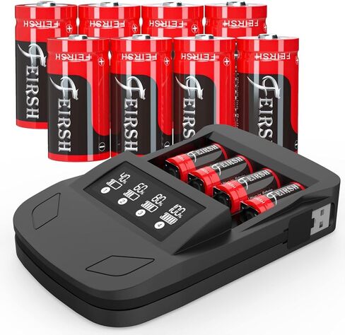 123A 3V Lithium Battery for Arlo, 8 Pack Battery Charger with 3.7V 800mAh Rechargeable Batteries for Arlo Cameras VMC3030 VMK3200 VMS3330 3430 3530 and Flashlight Microphone in Kuwait