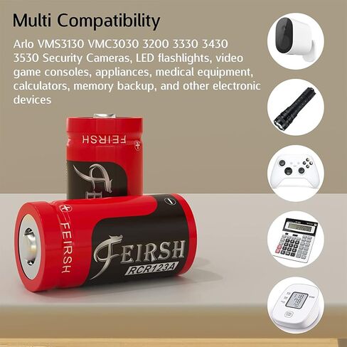 123A 3V Lithium Battery for Arlo, 8 Pack Battery Charger with 3.7V 800mAh Rechargeable Batteries for Arlo Cameras VMC3030 VMK3200 VMS3330 3430 3530 and Flashlight Microphone in Kuwait