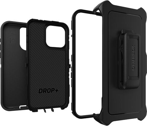 OtterBox iPhone 15 Pro MAX (Only) Defender Series Case - BLACK, screenless, rugged & durable, with port protection, includes holster clip kickstand (ships in polybag, ideal for business customers) in Saudi Arabia