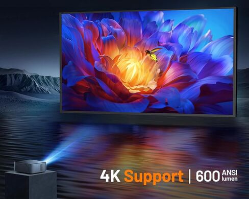 جهاز عرض GooDee مدعوم بدقة 4K، جهاز عرض خارجي مزود بواي فاي وبلوتوث، جهاز عرض تلفزيون Android مع تركيز تلقائي ومحرك بصري مغلق بالكامل للأفلام، Netflix/Prime Video مدمج، أكثر من 8000 تطبيق in Kuwait