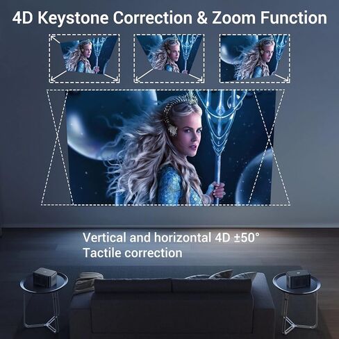 Autofocu Smart Projector with Android TV OS, Xgody A40 9000L Mini Projector with WiFi and Bluetooth, 1080P Support HD Home Theater Projector with Netflix 7000+APPs Bulit-in Hi-Fi Speaker and Remote in Kuwait