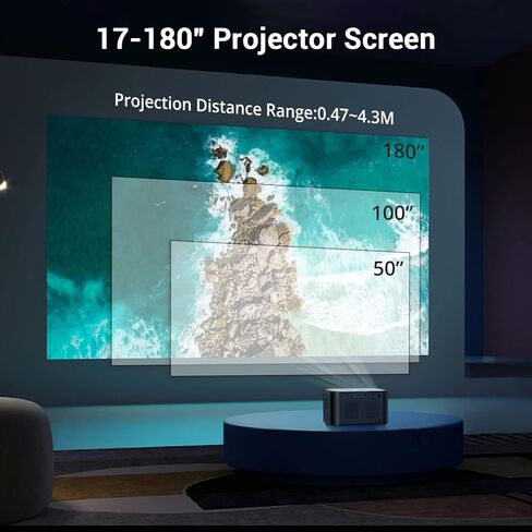 Autofocu Smart Projector with Android TV OS, Xgody A40 9000L Mini Projector with WiFi and Bluetooth, 1080P Support HD Home Theater Projector with Netflix 7000+APPs Bulit-in Hi-Fi Speaker and Remote in Kuwait