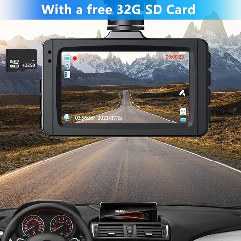 NOLYTH Dash Cam كاميرا أمامية للسيارات 1080P Full HD كاميرا داش كام مع بطاقة SD 32 جيجا، 3 بوصات LCD Dashcams، عدسة زجاجية F2.0، WDR، رؤية ليلية، شاشة وقوف السيارات in Kuwait