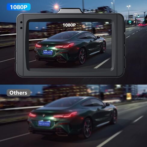 NOLYTH Dash Cam كاميرا أمامية للسيارات 1080P Full HD كاميرا داش كام مع بطاقة SD 32 جيجا، 3 بوصات LCD Dashcams، عدسة زجاجية F2.0، WDR، رؤية ليلية، شاشة وقوف السيارات in Kuwait