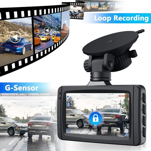 NOLYTH Dash Cam كاميرا أمامية للسيارات 1080P Full HD كاميرا داش كام مع بطاقة SD 32 جيجا، 3 بوصات LCD Dashcams، عدسة زجاجية F2.0، WDR، رؤية ليلية، شاشة وقوف السيارات in Kuwait