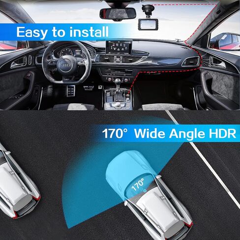 NOLYTH Dash Cam كاميرا أمامية للسيارات 1080P Full HD كاميرا داش كام مع بطاقة SD 32 جيجا، 3 بوصات LCD Dashcams، عدسة زجاجية F2.0، WDR، رؤية ليلية، شاشة وقوف السيارات in Kuwait