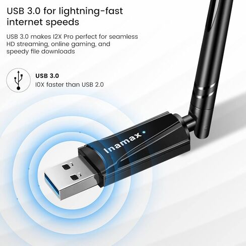 محول واي فاي USB للكمبيوتر المكتبي - محول شبكة لاسلكية اناماكس AC1300 للابتوب مع هوائي ثنائي النطاق 2.4GHz و5GHz عالي الكسب 5 ديسيبل، يدعم ويندوز 11 و10 و8.1 و8 و7 وXP وماك او اس 10.9-10.15 in Kuwait